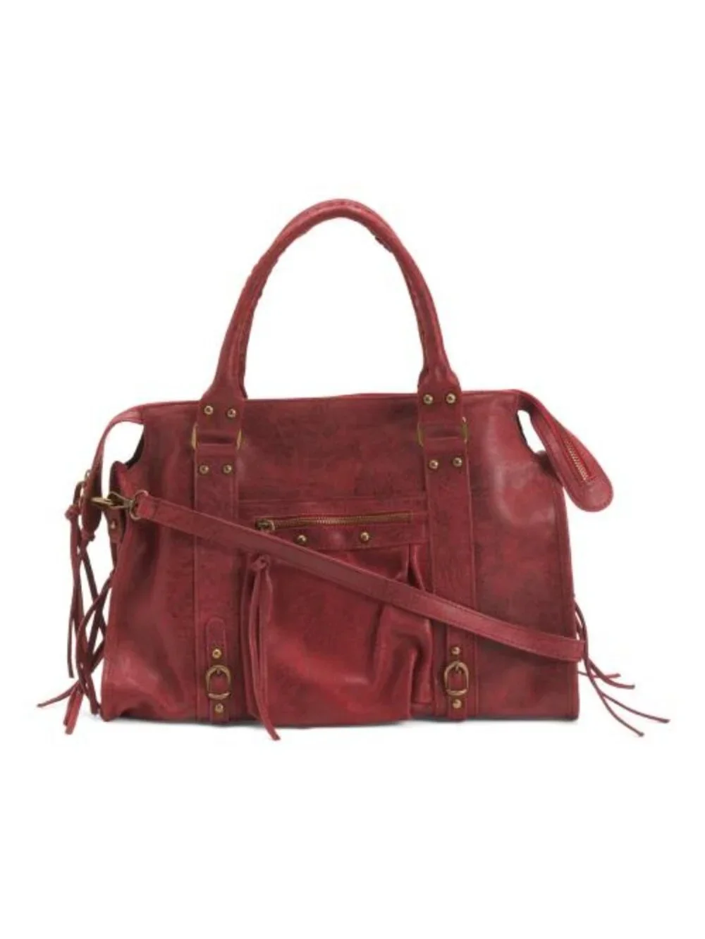 GAVE LUX Made In Italy Leather Large Satchel Brush Front Zip